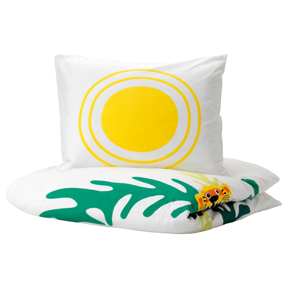 Пододеяльник и 1 наволочка, зверюшка/облако 150x200/50x70 см IKEA ДЬЮНГЕЛЬСКОГ 803.937.20 - фото 1