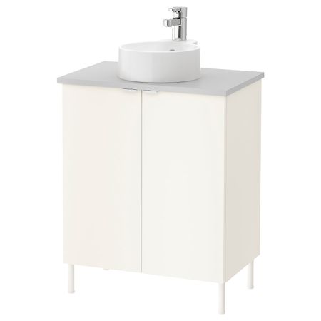 Шкаф под раковину с 2 дверц, белый, серый ЭНСЕН смеситель 62x40x87 см IKEA ЛИЛЛОНГЕН/ВИСКАН / ГУТВИКЕН 392.946.43