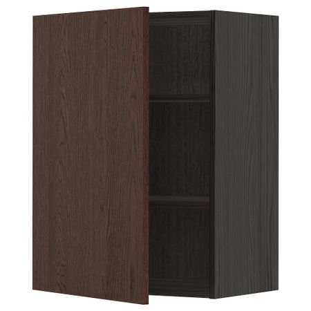 Навесной шкаф с полками, черный, Sinarp коричневый, 60x80 см IKEA METOD МЕТОД 394.697.51