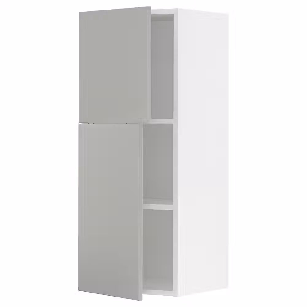 METOD Навесной шкаф с полками/2дверцы - белый/Havstorp светло-серый 40x100 см - фото 1