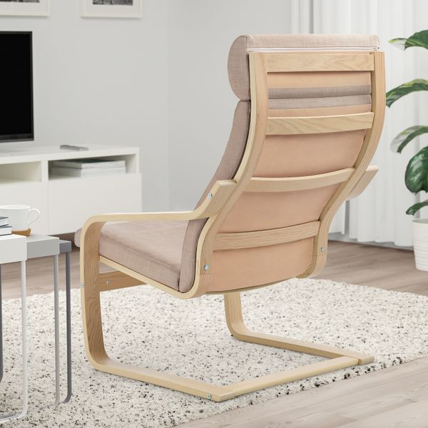 Кресло, дубовый шпон, беленый/Шифтебу бежевый IKEA POÄNG ПОЭНГ 993.983.17 - фото 3