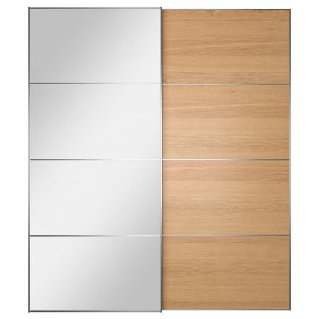 Пара раздвижных дверей АУЛИ / ИЛЬСЕНГ, зеркальное стекло, дубовый шпон