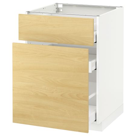 Напольный шкаф, выдвижной секцией, ящик МЕТОД / МАКСИМЕРА, белый, Тингсрид береза