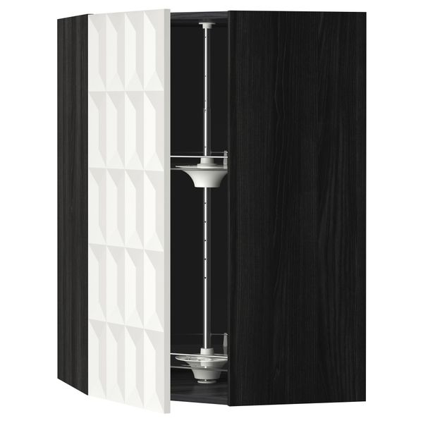 Угловой навесной шкаф с вращающейся секцией МЕТОД, черный, Гэррестад белый - схема-чертеж с размерами