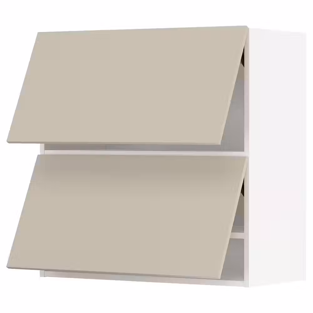 METOD Навесной шкаф/2 дверцы, горизонтал - белый/Havstorp бежевый 80x80 см - фото 1