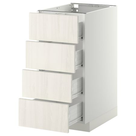 Напольный шкаф 4 фронтальных панели, 4 ящика МЕТОД / ФОРВАРА, белый, Росдаль белый