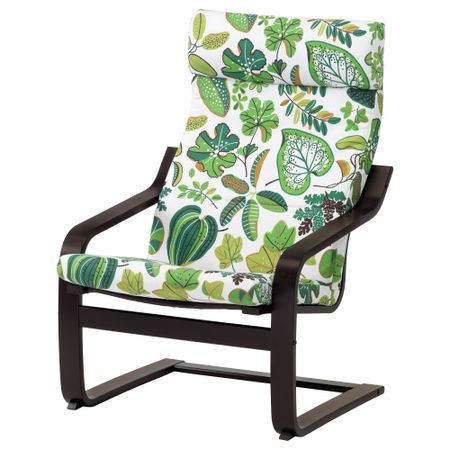 Кресло ПОЭНГ, черно-коричневый, Симмарп зеленый