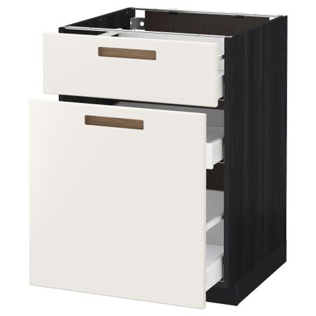 Напольный шкаф, выдвижной секцией, ящик МЕТОД / МАКСИМЕРА, черный, Мэрста белый