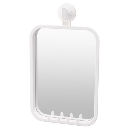 Зеркало с крючками, на присоске СТУГВИК, белый