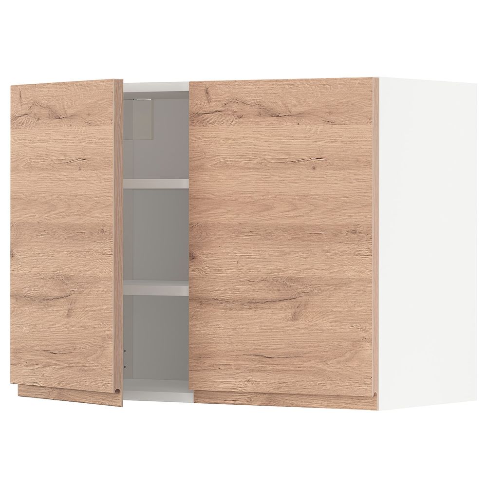 Навесной шкаф с полками/2дверцы, белый/Воксторп под дуб 80x60 см IKEA METOD МЕТОД 094.448.42 - схема-чертеж с размерами