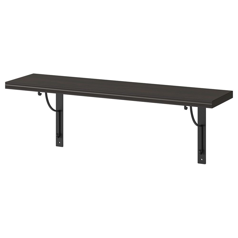 Полка навесная, коричнево-чёрный, черный, 80x20 см IKEA БЕРГСХУЛЬТ / ЭКБИ ХОЛЬ 192.946.15 - фото 1