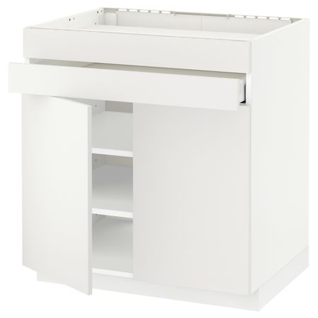 Напольный шкаф для варочной панели, 2 ящика, 2 фасада, 1 ящик МЕТОД / МАКСИМЕРА, белый, Хэггеби белый (80x60 см)