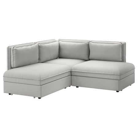 3-местный угловой диван-кровать ВАЛЛЕНТУНА, Оррста светло-серый
