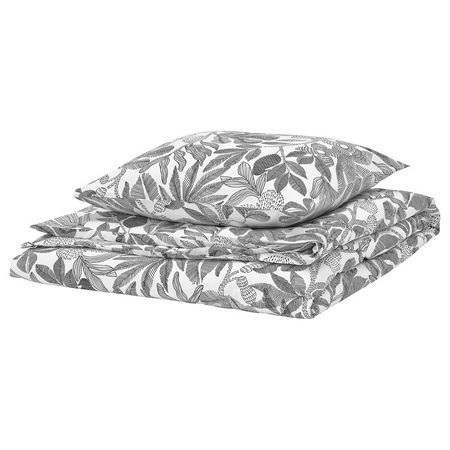 BROKDRACENA Пододеяльник и наволочка - белый/чёрный 150x200/50x60 см