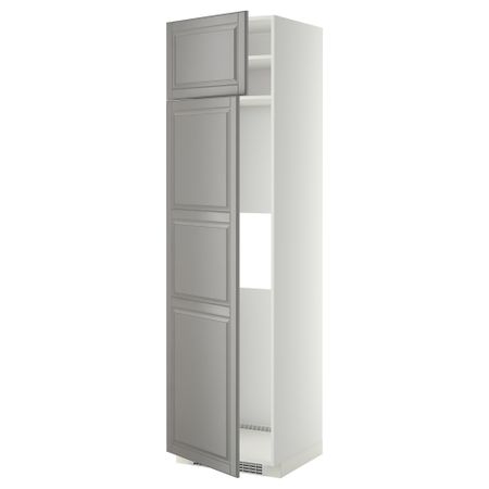 Высокий шкаф для холодильника или морозильник МЕТОД, белый, Будбин серый