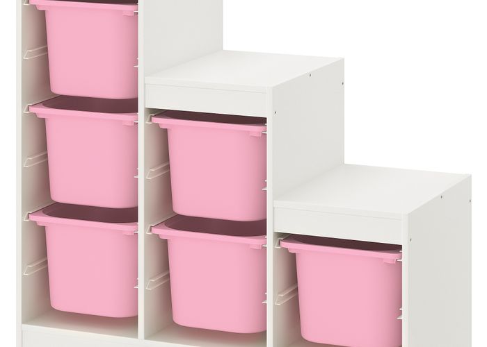 Комбинация для хранения, белый, розовый, 99x44x94 см IKEA TROFAST ТРУФАСТ 293.355.35