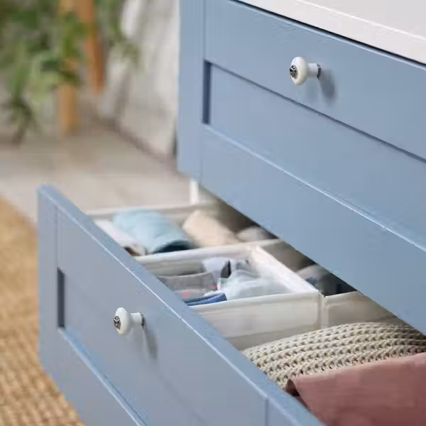 PLATSA Комод с 2 ящиками - белый/Sannidal синий 60x57x53 см - фото 5