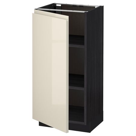Напольный шкаф с полками, черный, Воксторп глянцевый светло-бежевый 40x37 см IKEA МЕТОД 992.245.67