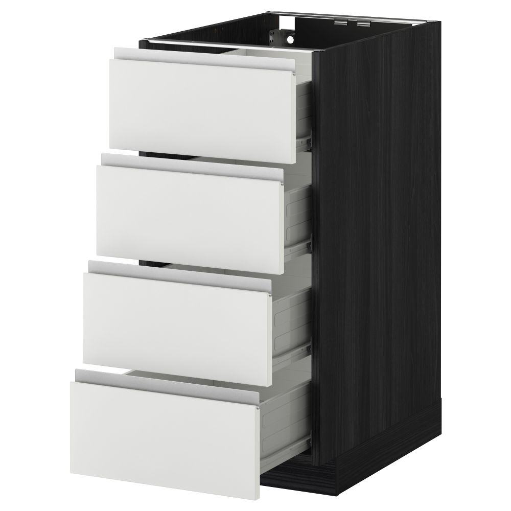 Напольный шкаф 4 фронтальных панели/4 ящика МЕТОД / ФОРВАРА, черный, Нодста белый - схема-чертеж с размерами