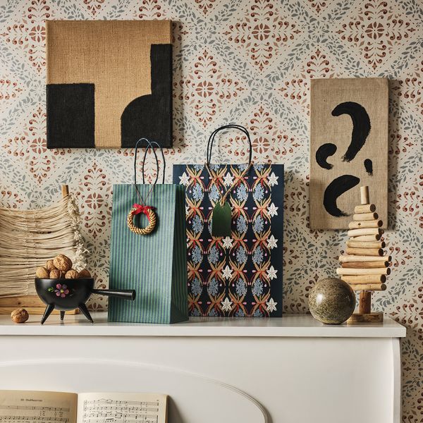 Подарочный пакет,2 штуки, разные орнаменты синий IKEA VINTERFINT 905.776.34 - схема-чертеж с размерами