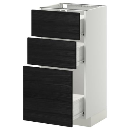 Напольный шкаф с 3 ящиками МЕТОД / ФОРВАРА, белый, Тингсрид черный