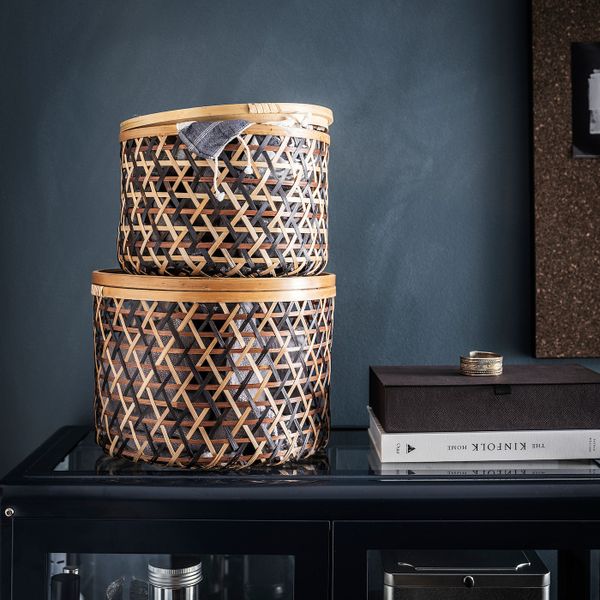 Коробка с крышкой, 2 шт., бамбук черный/коричневый IKEA ANILINARE АНИЛИНАРЕ 204.682.71 - фото 2