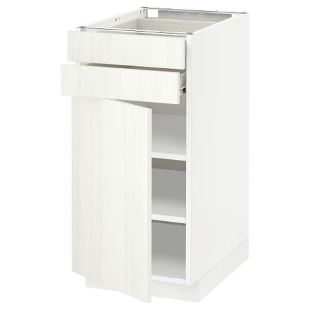 Напольный шкаф с дверцей, 2 ящиками МЕТОД / ФОРВАРА, белый, Росдаль белый