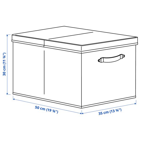Коробка с крышкой, серый с рисунком, 35x50x30 см IKEA BLÄDDRARE БЛЭДДРАРЕRE БЛЭДДРАРЕ 904.744.00 - схема-чертеж с размерами