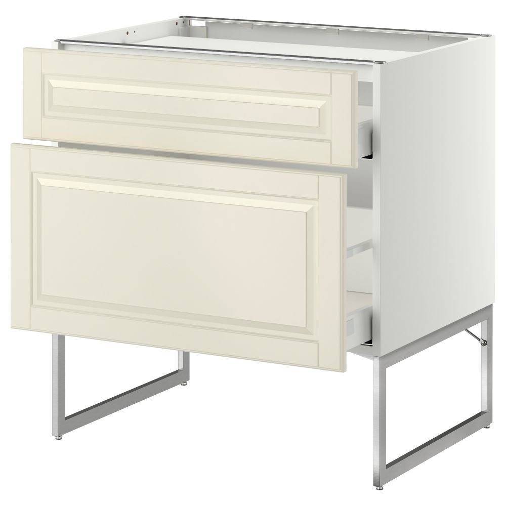 Напольный шкаф, 2 фронтальных панели, 3 ящика МЕТОД / МАКСИМЕРА, белый, Будбин белый с оттенком - схема-чертеж с размерами