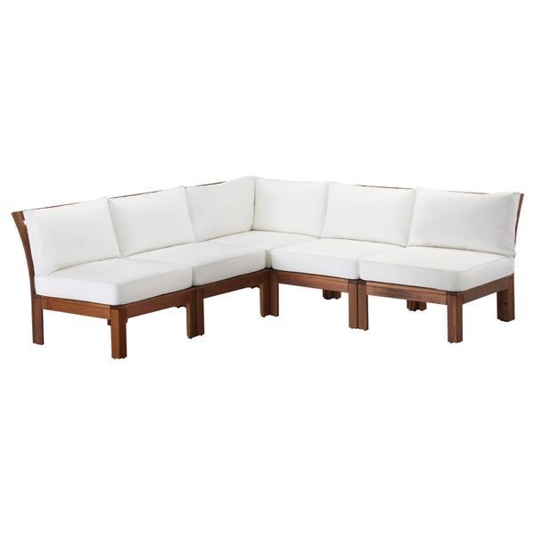 Садовый угловой диван 3 + 2 ЭПЛАРО / КУНГСЭ, коричневая морилка, белый (206/206x80x73 см) - фото 1