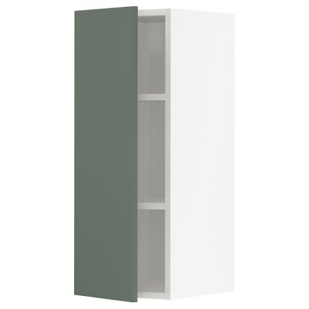 Навесной шкаф с полками, белый, Bodarp серо-зеленый, 30x80 см IKEA METOD МЕТОД 094.622.99