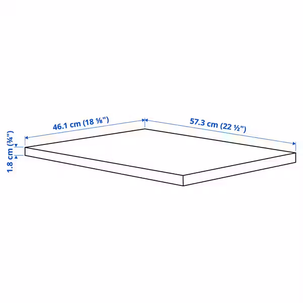 KOMPLEMENT Полка - под беленый дуб 50x58 см - схема-чертеж с размерами