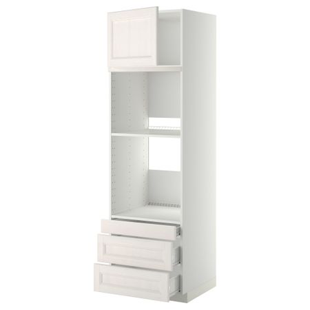 Высокий шкаф для духовки комбинированный, духовка + дверца, 3 ящика МЕТОД / ФОРВАРА, белый, Лаксарби белый