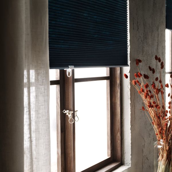 Затемняющие сотовидные жалюзи, синий 100x155 см IKEA HOPPVALS ХОППВАЛС 604.538.85 - схема-чертеж с размерами