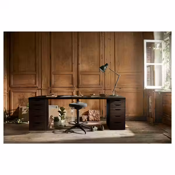 LAGKAPTEN / ALEX Письменный стол - черно-коричневый/чёрный 200x60 см - фото 4