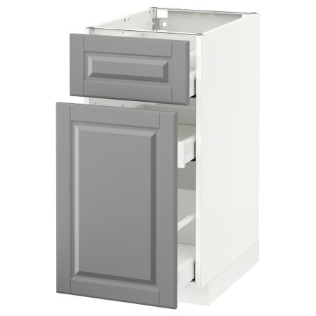 Напольный шкаф, выдвижной секцией, ящик МЕТОД / МАКСИМЕРА, белый, Будбин серый