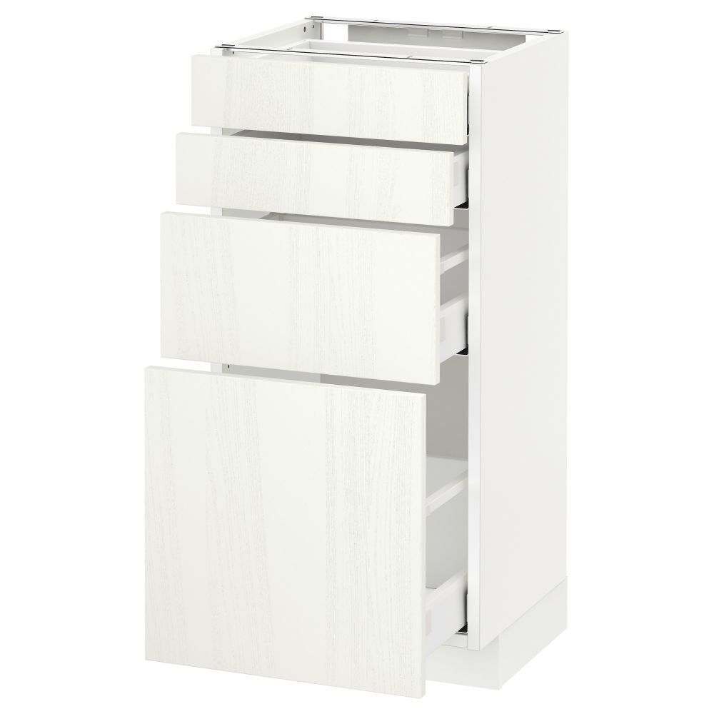 Напольный шкаф 4 фронтальных панели, 4 ящика МЕТОД / МАКСИМЕРА, белый, Росдаль белый - схема-чертеж с размерами