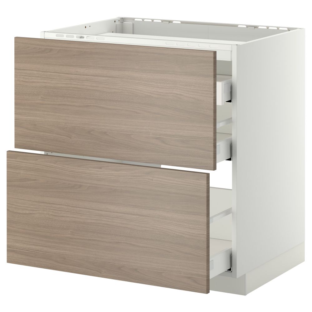 Напольный шкаф, 2 фронтальных панели, 3 ящика МЕТОД / МАКСИМЕРА, белый, Брокхульт светло-серый - схема-чертеж с размерами