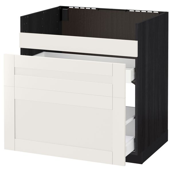Напольный шкаф под мойку ДУМШЁ, 3 фасада, 2 ящика МЕТОД / МАКСИМЕРА, черный, Сэведаль белый - схема-чертеж с размерами
