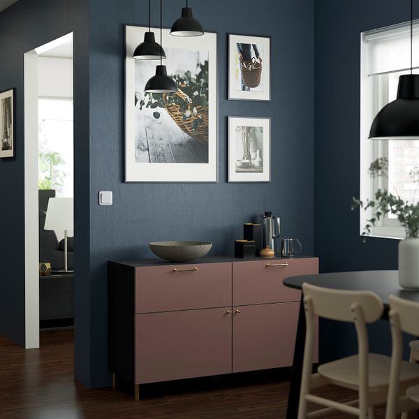 Комбинация для хранения с дверцами/ящ, черно-коричневый/ХЁРТВИКЕН/ОСАРП коричневый 120x42x74 см IKEA BESTÅ БЕСТО 994.404.01 - фото 3