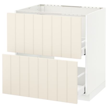 Напольный шкаф под мойку + 2 фронтальных панели, 2 ящика МЕТОД / МАКСИМЕРА, белый, Хитарп белый с оттенком