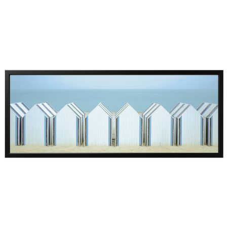 Картина с рамой, Пляжные домики, черный, 140x56 см IKEA BJÖRKSTA БЬЁРКСТА 995.089.24