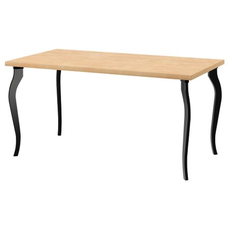 Стол ЛИННМОН / ЛАЛЛЕ, под березу, черный (150x75 см)