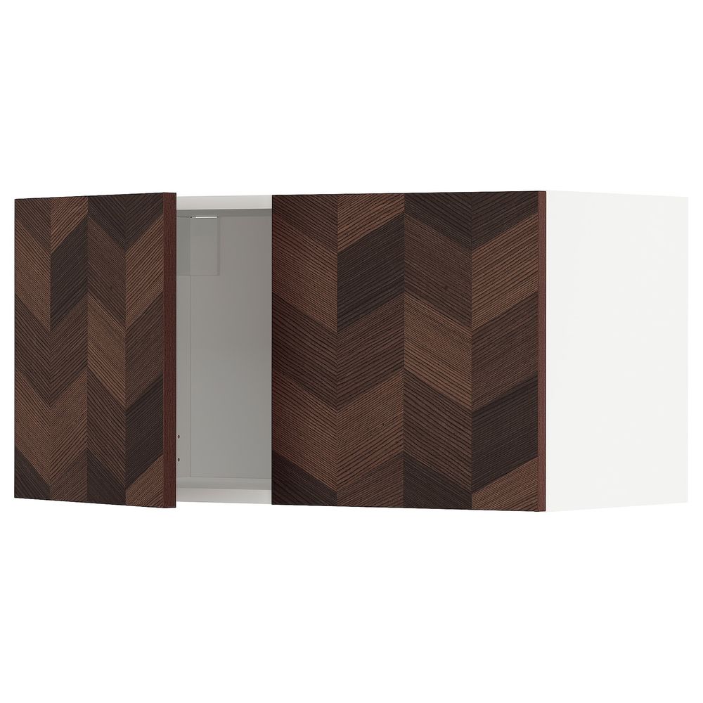 Навесной шкаф с 2 дверцами, белый Хасларп/коричневый с рисунком 80x40 см IKEA METOD МЕТОД 494.461.94 - фото 1