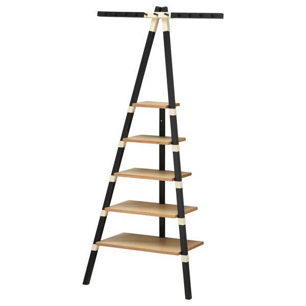 Стеллаж ИКЕА ПС 2014, антрацит, береза (75x149 см) - фото 1