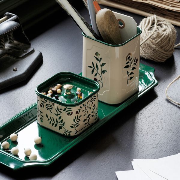 Набор для письменного стола, 4 предм., бежевый зеленый/с цветочным орнаментом металлический IKEA АНИЛИНАРЕ 204.651.64 - фото 2
