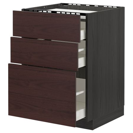Напольный шкаф, 3 фронтальных панель, 3 ящика, 60x60 cm IKEA METOD МЕТОД, MAXIMERA МАКСИМЕРА 393.341.73