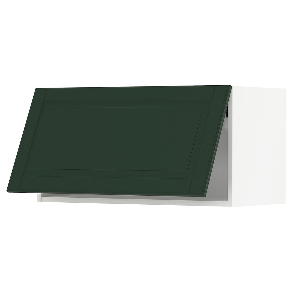 Навесной горизонтальный шкаф, белый/Будбин темно-зеленый 80x40 см IKEA METOD МЕТОД 093.938.90 - фото 1