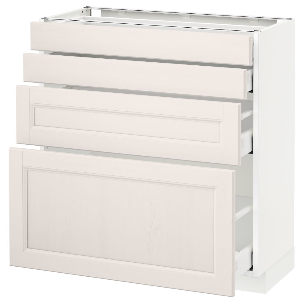 Напольный шкаф 4 фронтальных панели, 4 ящика МЕТОД / МАКСИМЕРА, белый, Лаксарби белый - схема-чертеж с размерами