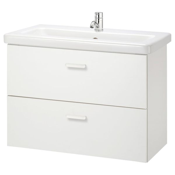 Шкаф под раковину с 2 ящиками, белый/ПИЛКОН смеситель 84x43x65 см IKEA FISKÅN ФИСКОН / TVÄLLEN ТВЭЛЛЕН 894.304.31 - фото 1